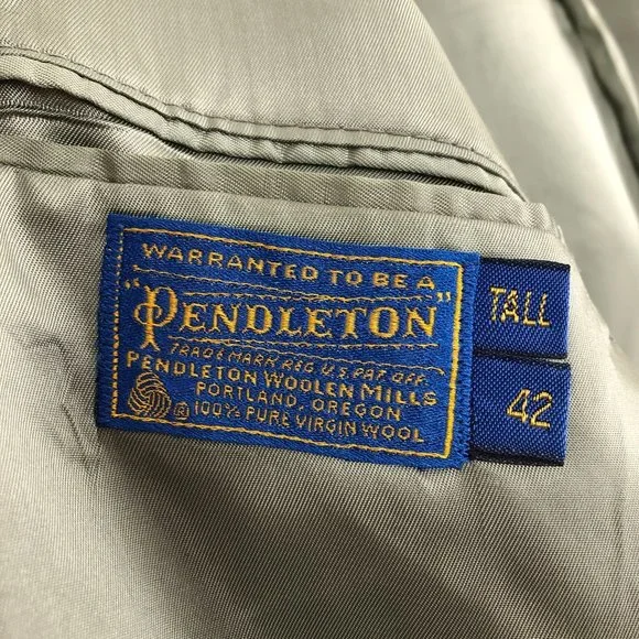Pendleton VTG Men's Size 42T Brown Grey Virgin Wool Two-Button Blazer Jacket - Picture 7 of 11
